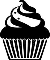 Cupcake, Black and White Vector illustration