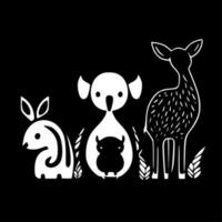 Baby Animals - Black and White Isolated Icon - Vector illustration