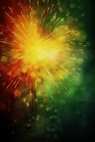 Green, red, yellow, firework, Independence Day Abstract Poster background, copyspace. photo