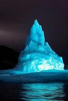 photo of luminescent iceberg, amazing nature.