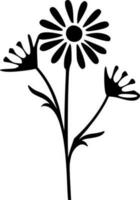 Flowers - Black and White Isolated Icon - Vector illustration