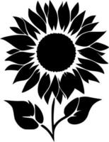 Sunflower, Black and White Vector illustration