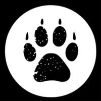 Paw Print, Black and White Vector illustration