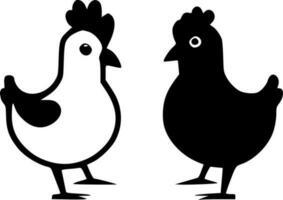 Chickens, Minimalist and Simple Silhouette - Vector illustration