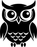 Owl, Black and White Vector illustration