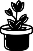 Succulent - Black and White Isolated Icon - Vector illustration