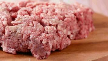 Close up of beef mince in a packet on table video