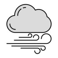 editable diseño icono de Ventoso nube vector