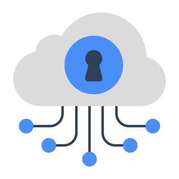Conceptual flat design icon of cloud network security vector