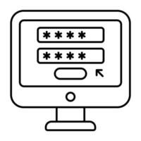 A linear design icon of system password vector