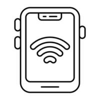Internet signal inside smartphone showcasing mobile wifi icon vector