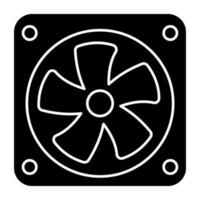 A solid design icon of computer fan vector