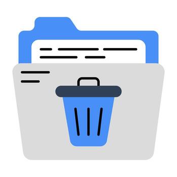 Conceptual flat design icon of delete folder vector