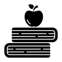 Apple fruit with close books, icon of healthy education vector