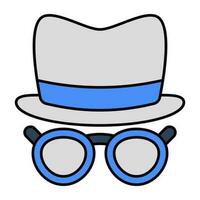 Mysterious person icon, spy editable vector