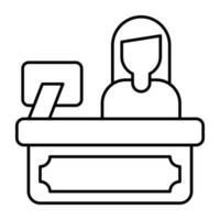 A linear design icon of receptionist vector