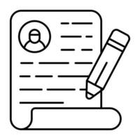 Editable design icon of cv writing vector