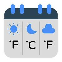 Modern design icon of weather calendar having editable quality vector