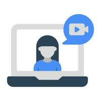 A flat design icon of video chat vector