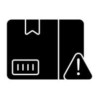 Carton with alert sign, concept of parcel error vector