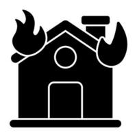 vector diseño de casa fuego, plano icono