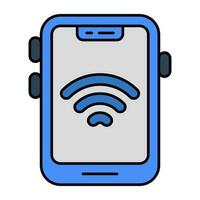 Internet signal inside smartphone showcasing mobile wifi icon vector