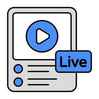 An icon design of live video vector