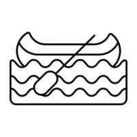 A linear design icon of rowing boat vector