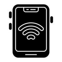 Internet signal inside smartphone showcasing mobile wifi icon vector