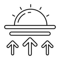 An eye catching icon of sunrise in linear design vector