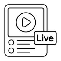 An icon design of live video vector