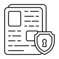 Shield with paper denoting concept of secure file vector