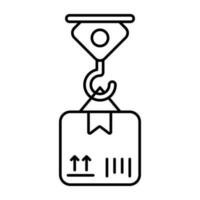 Icon of parcel lifting, package with hook vector