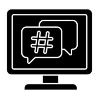 Editable design icon of hashtag message vector