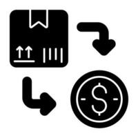 Conceptual solid design icon of cash on delivery vector