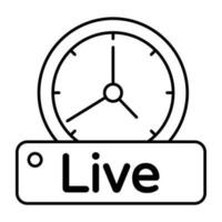 A linear design icon of live time vector