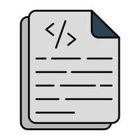 A flat design icon of coding file vector