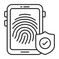 Vector design of mobile fingerprint, linear icon