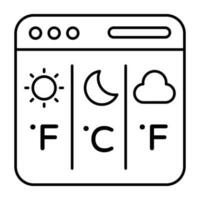Online weather forecast icon in linear design available for insane download vector