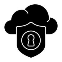 Conceptual solid design icon of cloud security vector