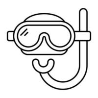 Oxygen pipe with goggles, icon of snorkeling mask vector