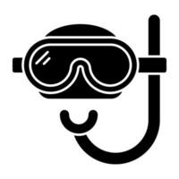 Oxygen pipe with goggles, icon of snorkeling mask vector