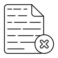 Cross sign with folded paper showcasing wrong file concept icon vector