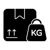 Conceptual solid design icon of parcel weighing vector