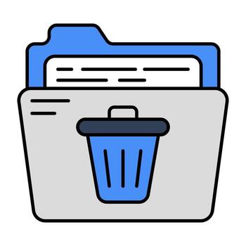 Conceptual flat design icon of delete folder vector