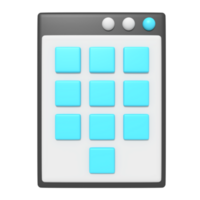 3d icono de datos aplicación en pantalla png