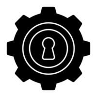 Keyhole inside gear, icon of security setting vector