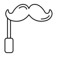 A linear design icon of mustache prop vector