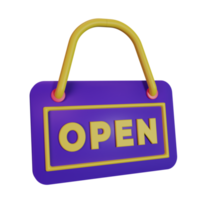 Hanging open sign 3d icon png