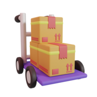 Shopping trolley with parcel boxes. Shopping cart 3d icon png